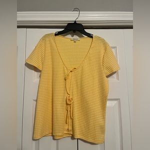 Madewell yellow top with ties in the front